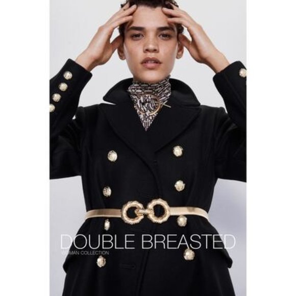 ZARA MANTECO WOOL BLACK AND GOLD BUTTON SHORT PEACOAT - Picture 4 of 11